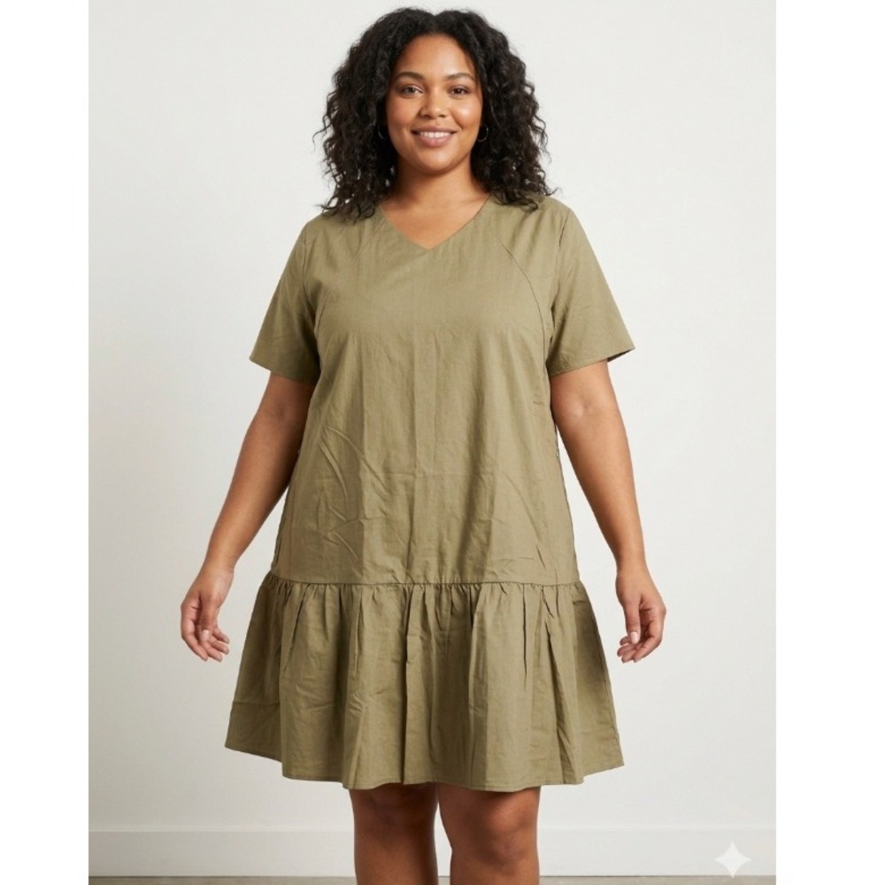 Ella Bella Olive Green Cotton Linen Nursing Dress 4XL Plus Size Maternity‎